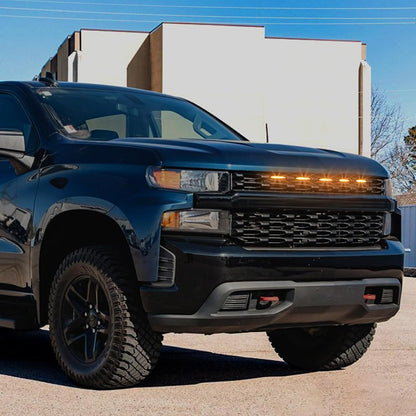 LED Grill Lights for 2019-2021 Chevy Silverado 1500 Grille Racing Lights Fits Custom Trail Boss WT Models Only,No Drill Installation,Silverado Accessories (Amber Style, 5)