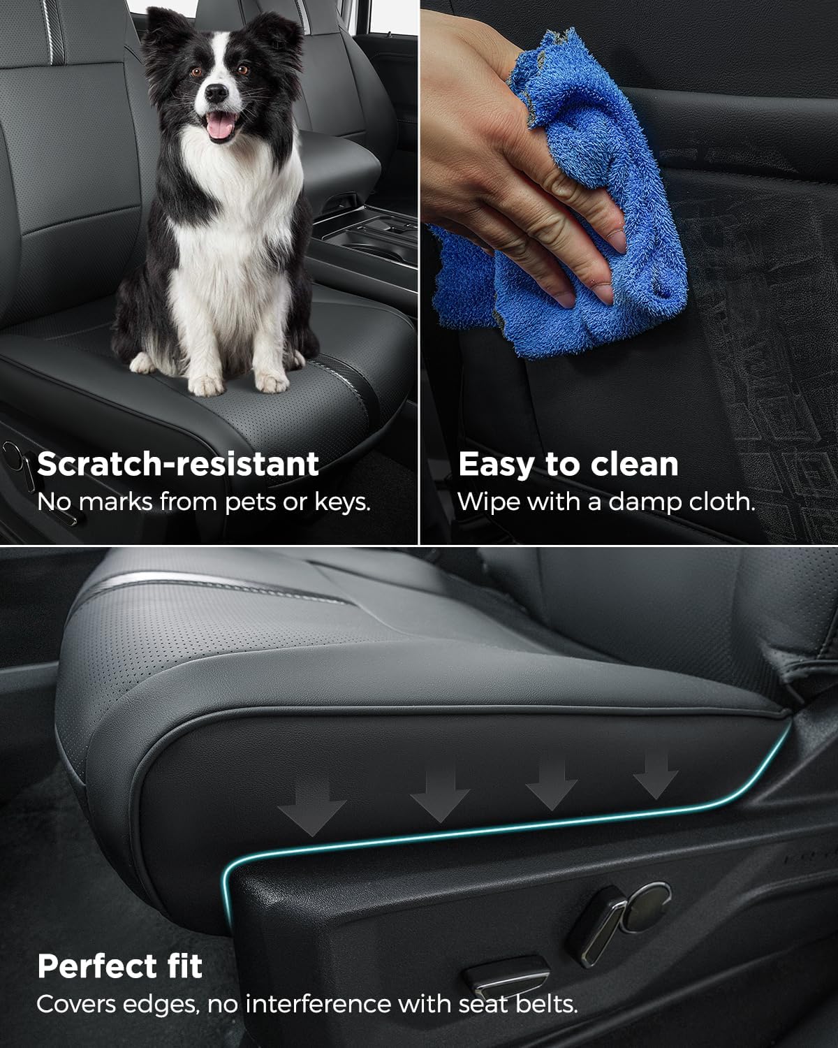 for Ford F150 Seat Covers 2021 2022 2023 2024 2025,Full Set Leather Waterproof Black Trucks Pickup Seat Covers Custom Fit for Ford F150 Accessories,Car Seat Cover for SuperCrew/CrewCab(XL,XLT)