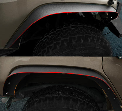 Steel Flat Front & Rear Fender Flares (4-PCS) for 2007-2018 Jeep Wrangler JK