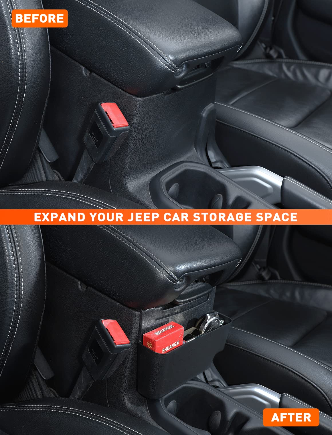Hanging Center Console Organizer for 2018-2025 Jeep Wrangler JL & Gladiator JT (Black)