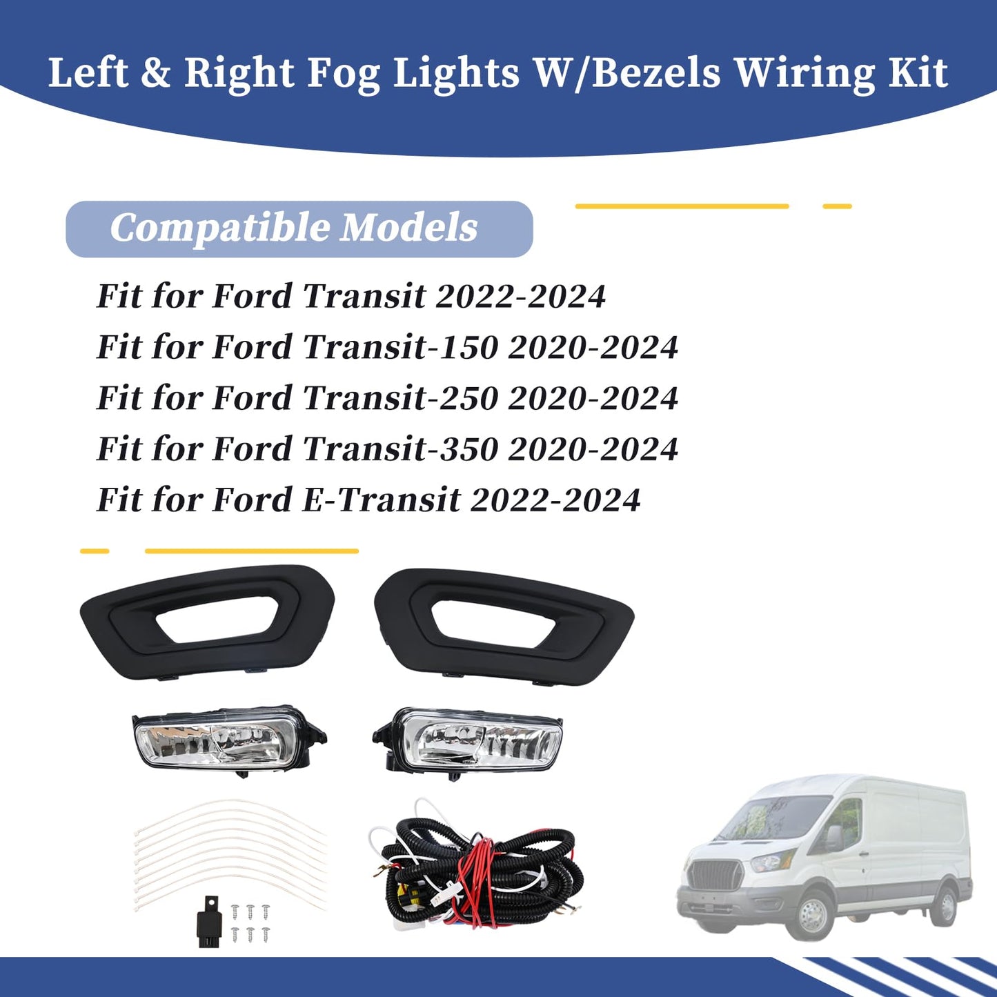 Ford Transit Fog Lights Kit with Clear Lens