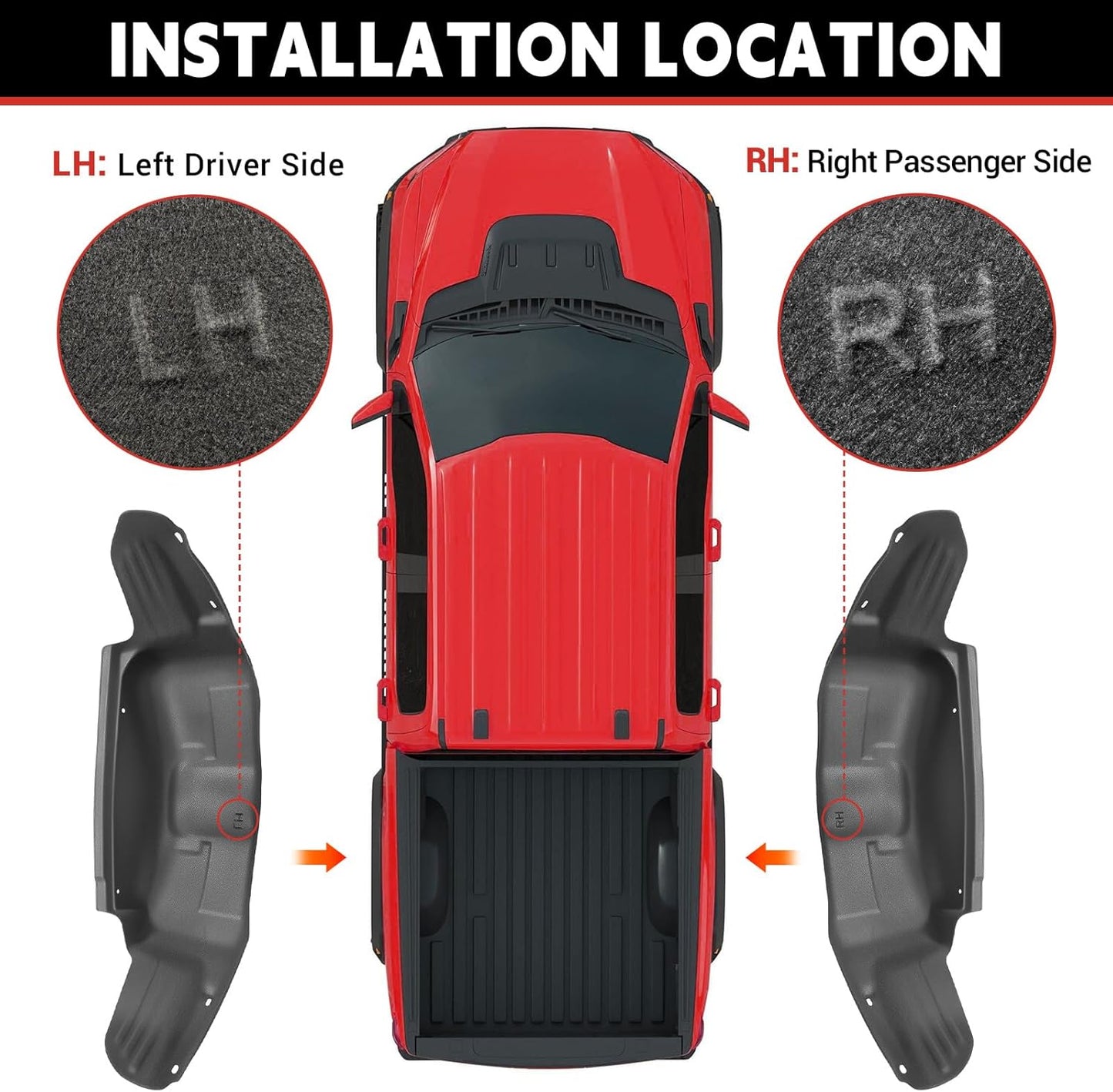 Rear Wheel Well Liners for 2021-2025 Ford F-150 (Excludes Raptor)