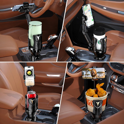 Adjustable Car Cup Holder Expander with Rubber Grip - Fits Up to 5.31" Drinks/Mugs, Universal Phone/Drink Holder