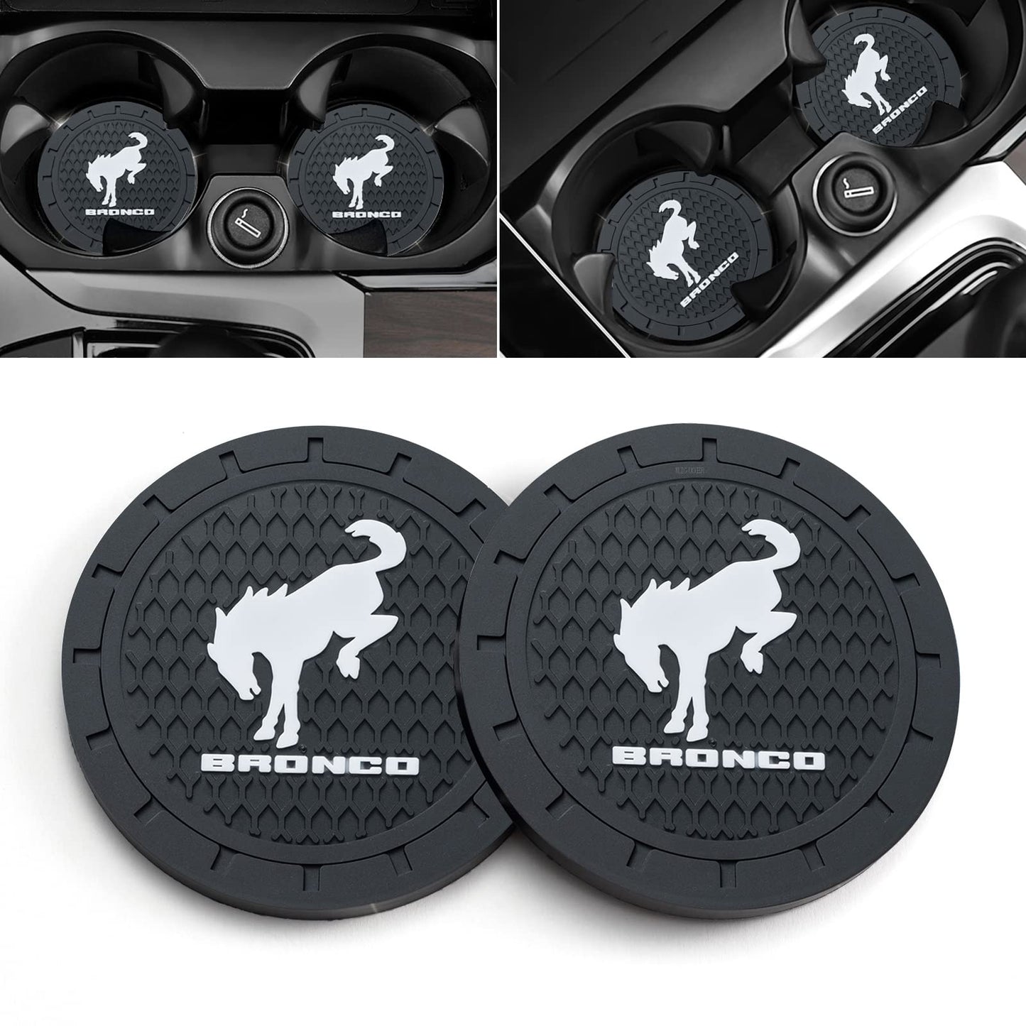 Silicone Cup Holder Coasters (2-Pack) for 2023-2024 Ford Bronco Sport - 2.75" Recessed Fit