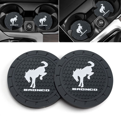 Silicone Cup Holder Coasters (2-Pack) for 2023-2024 Ford Bronco Sport - 2.75" Recessed Fit