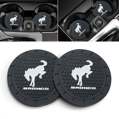 Silicone Cup Holder Coasters (2-Pack) for 2023-2024 Ford Bronco Sport - 2.75" Recessed Fit