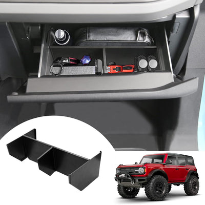 2/4-Door Glove Box Dividers Organizer for Ford Bronco Accessories 2021-2024(Not for Bronco Sport)