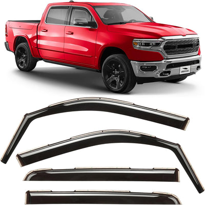 In-Channel Rain Guards (4-PCS) for 2019-2026 Ram 1500 Crew Cab - Window Deflectors, 220159