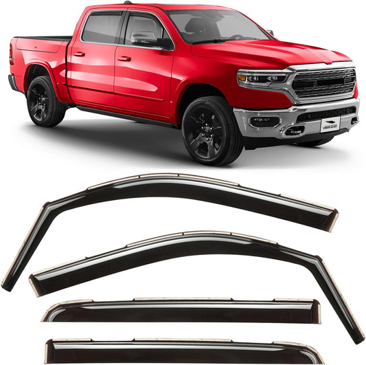 In-Channel Rain Guards (4-PCS) for 2019-2026 Ram 1500 Crew Cab - Window Deflectors, 220159