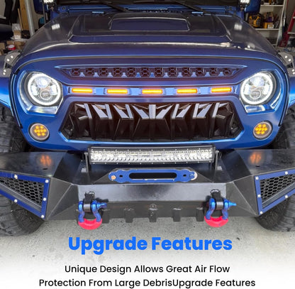 Jeep Wrangler JK Shark Grille with Amber Lights - Matte Black (2007-2018)