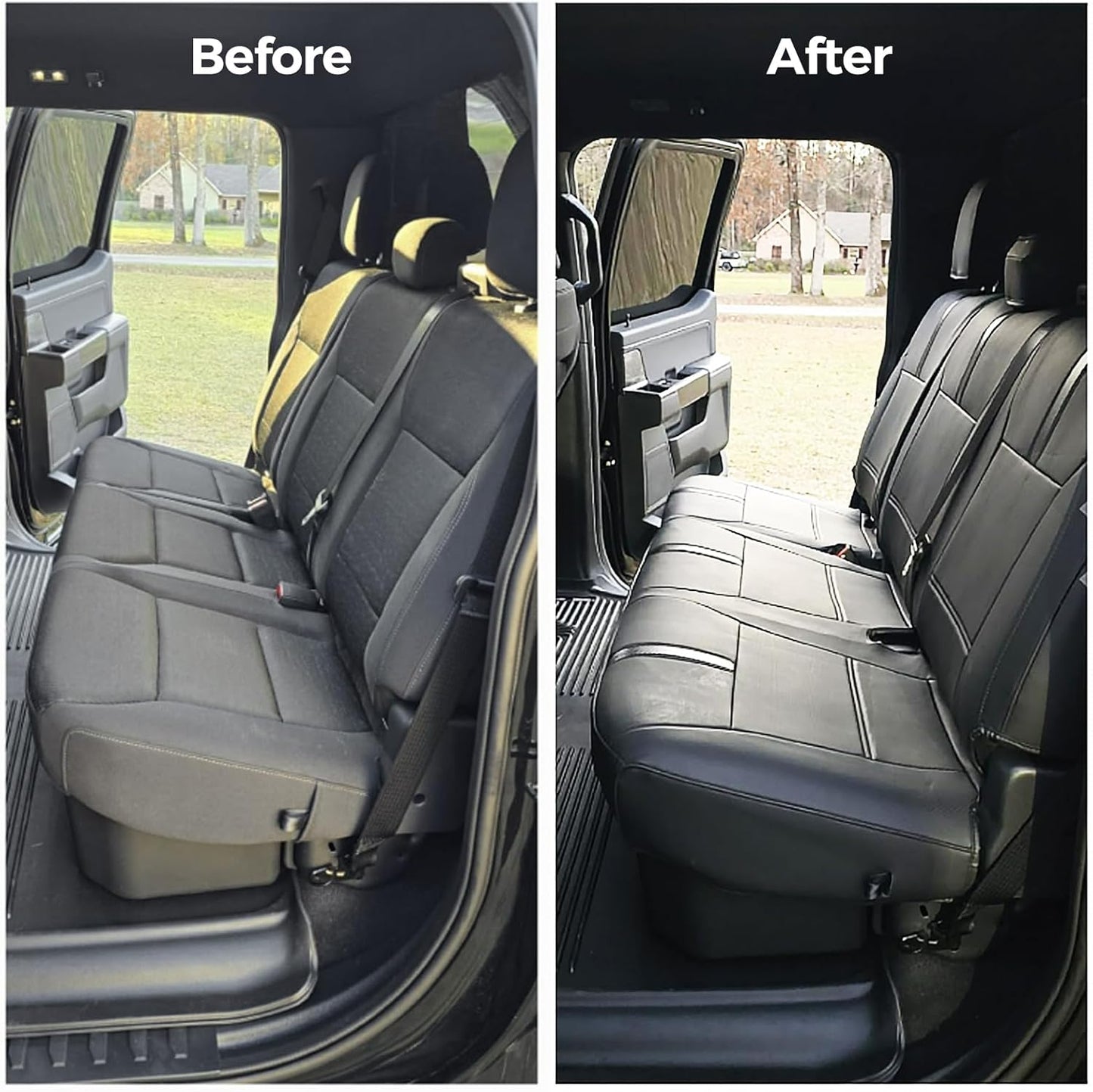 CreekT® Full Set Leather Seat Covers for Ford F150 2015-2025, Waterproof Pickup Seat Covers Custom Fit for Ford F-150 Accessories, for F150 2020 2021 2022 2023 2024 2025 Super Crew/Crew Cab(XL,XLT)