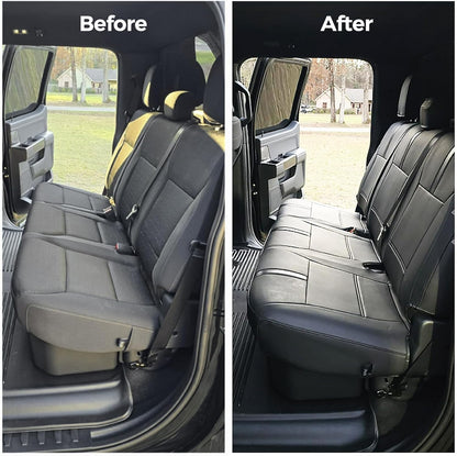 CreekT® Full Set Leather Seat Covers for Ford F150 2015-2025, Waterproof Pickup Seat Covers Custom Fit for Ford F-150 Accessories, for F150 2020 2021 2022 2023 2024 2025 Super Crew/Crew Cab(XL,XLT)