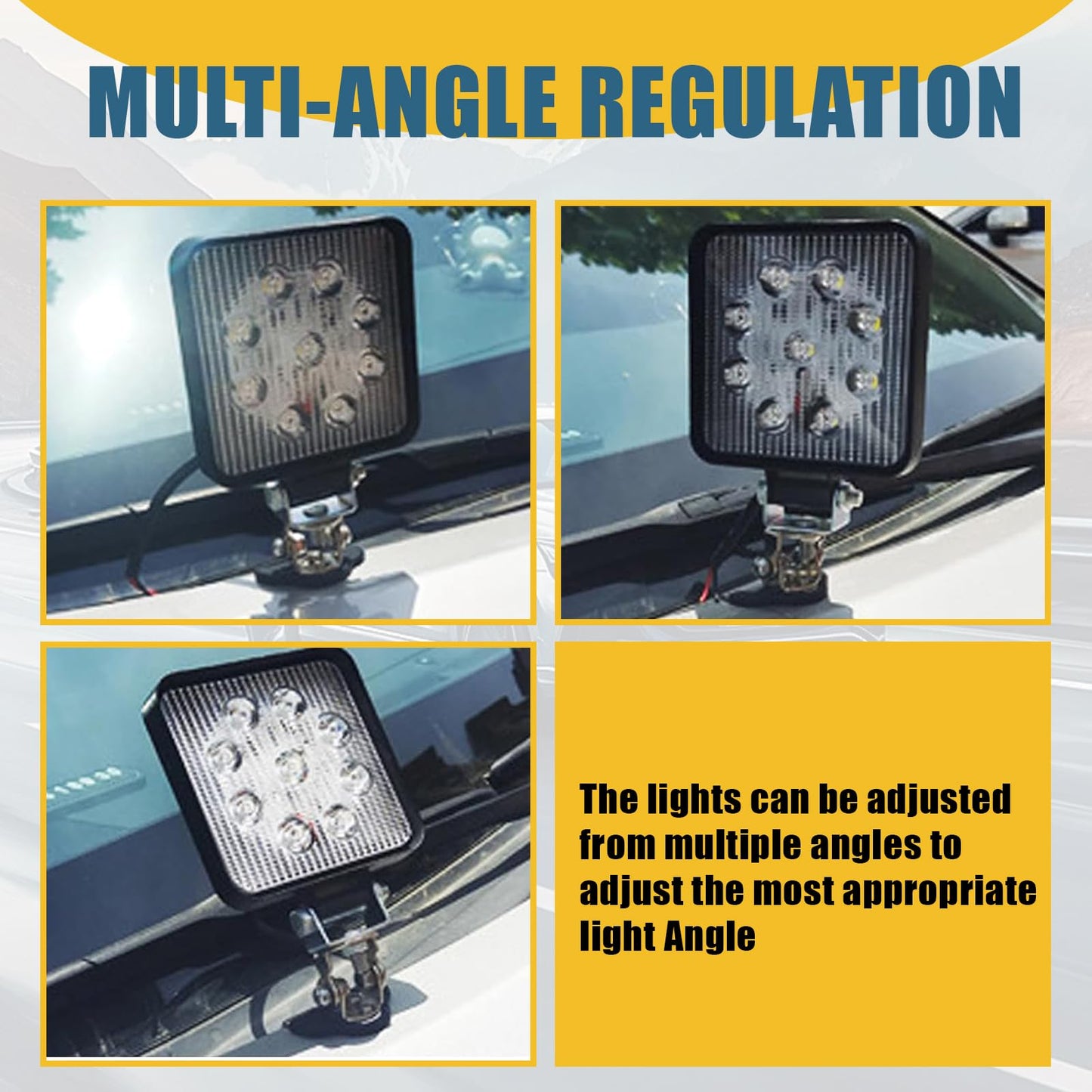 2-PCS Adjustable LED Light Bar Brackets - Ditch Light Mounts for Off-Road Trucks (Black)