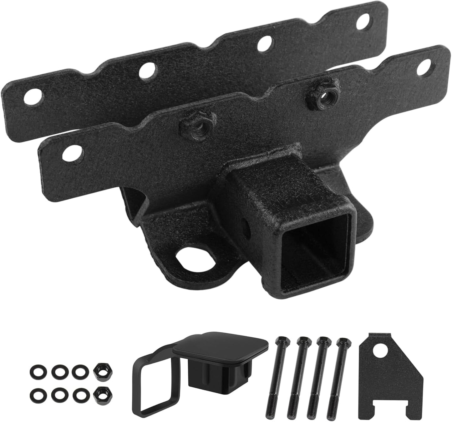 2" Rear Tow Hitch Kit for 2018-2024 Jeep Wrangler JL 2/4-Door - Metal Black w/Cover