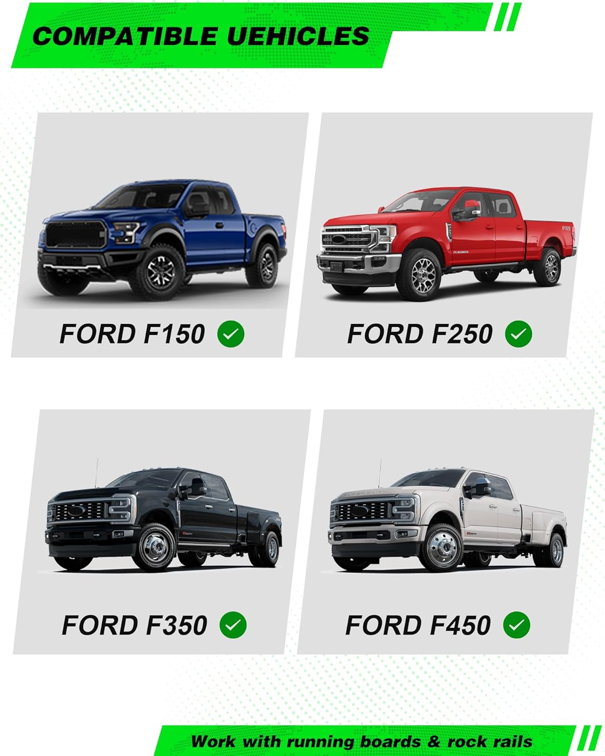 2X Truck Mud Flaps Fit for Ford F150 F250 F350 F450 Splash Guards Off-Road Style
