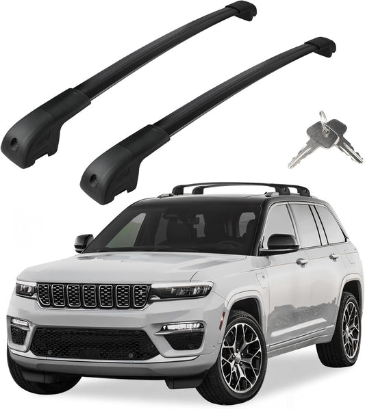 Roof Rack Cross Bars Compatible with Jeep Cherokee 2014-2024, Adjustable Aluminum Heavy Duty 300 LBS Anti-Theft Lock Cargo Carrier Rooftop Crossbar Accessories for Bike, Basket, Snowboard, Luggage