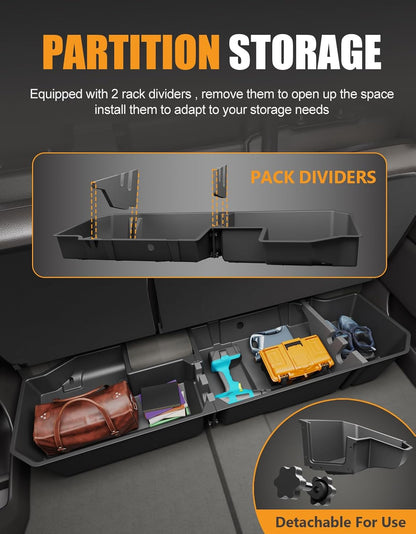 KINGGERI Under Seat Storage Boxes Compatible with 2019-2025 Chevy Chevrolet Silverado 1500/GMC Sierra 1500, 2020-2025 Silverado/Sierra 2500HD/3500HD, Crew/Double Cab Rear Underseat Storage Accessories