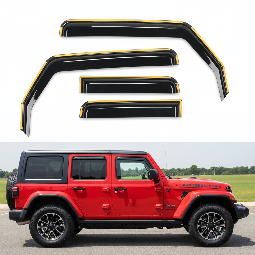 Window Vent Visors for 2018-2026 Jeep Wrangler JL & Gladiator (4-Pack)