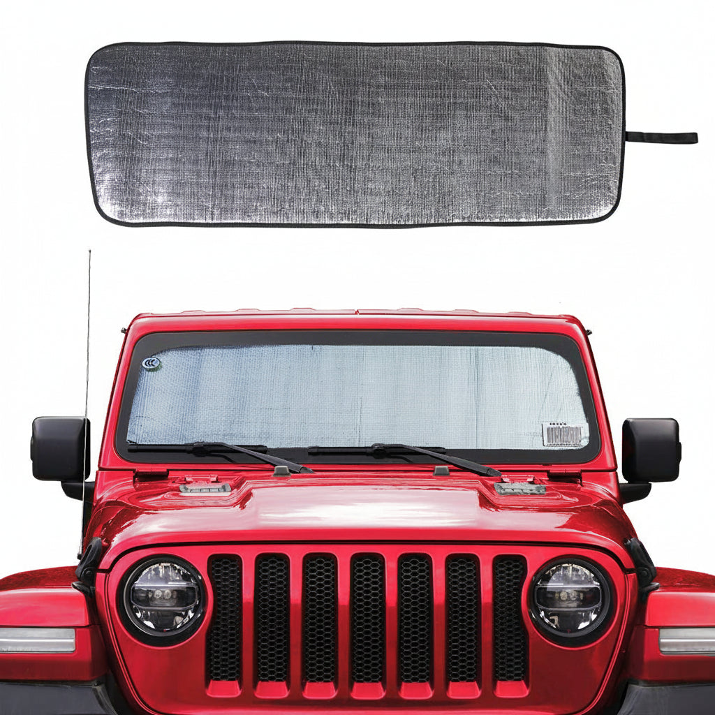 Triple Layer Aluminum Sun Shade for 2018-2025 Jeep Wrangler JL & Gladiator JT - Silver