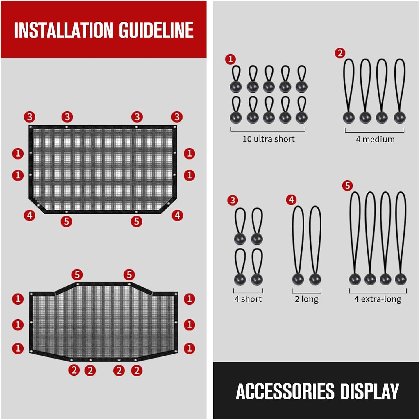 2-Piece Mesh Sun Shade for 2018-2024 Jeep Wrangler JL Unlimited (Front & Rear)