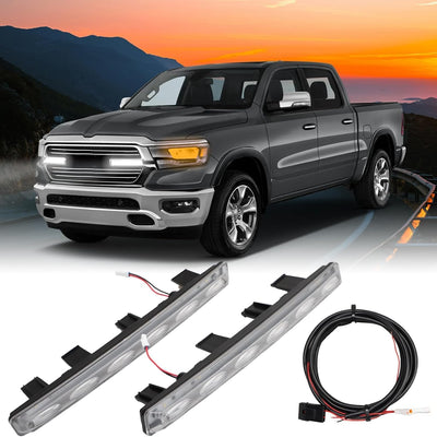 Pair of LED Front Grille Lights Compatible with 2019-2024 Dodge Ram 1500