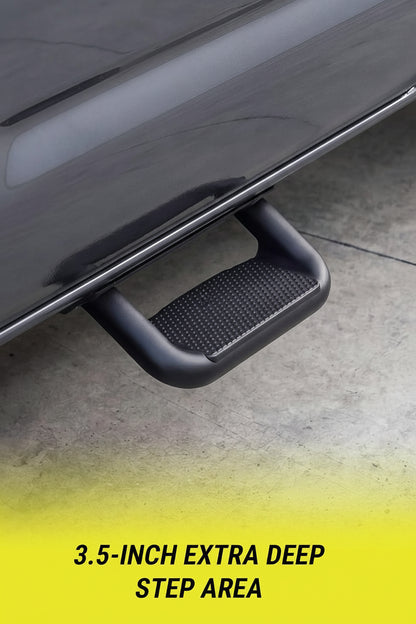 Black Powder Coated Side Steps (2-PCS) - w/Mounting Brackets for Chevy/Ford/Toyota/GMC/Dodge/Jeep
