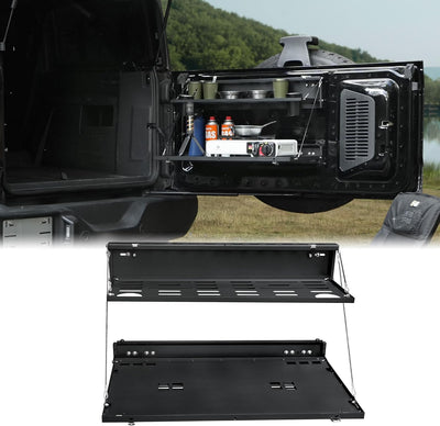 for Ford Bronco 2021-2024 2-Tier Foldable Rear Storage Cargo Rack Shelf Camping Desk Tailgate Table Molle Panel
