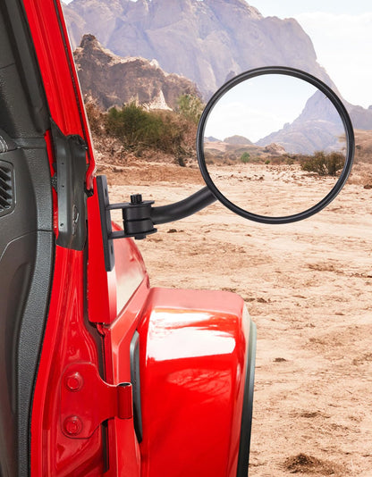 Upgraded Round Wrangler Mirrors, No Vibrate, Easy-Install