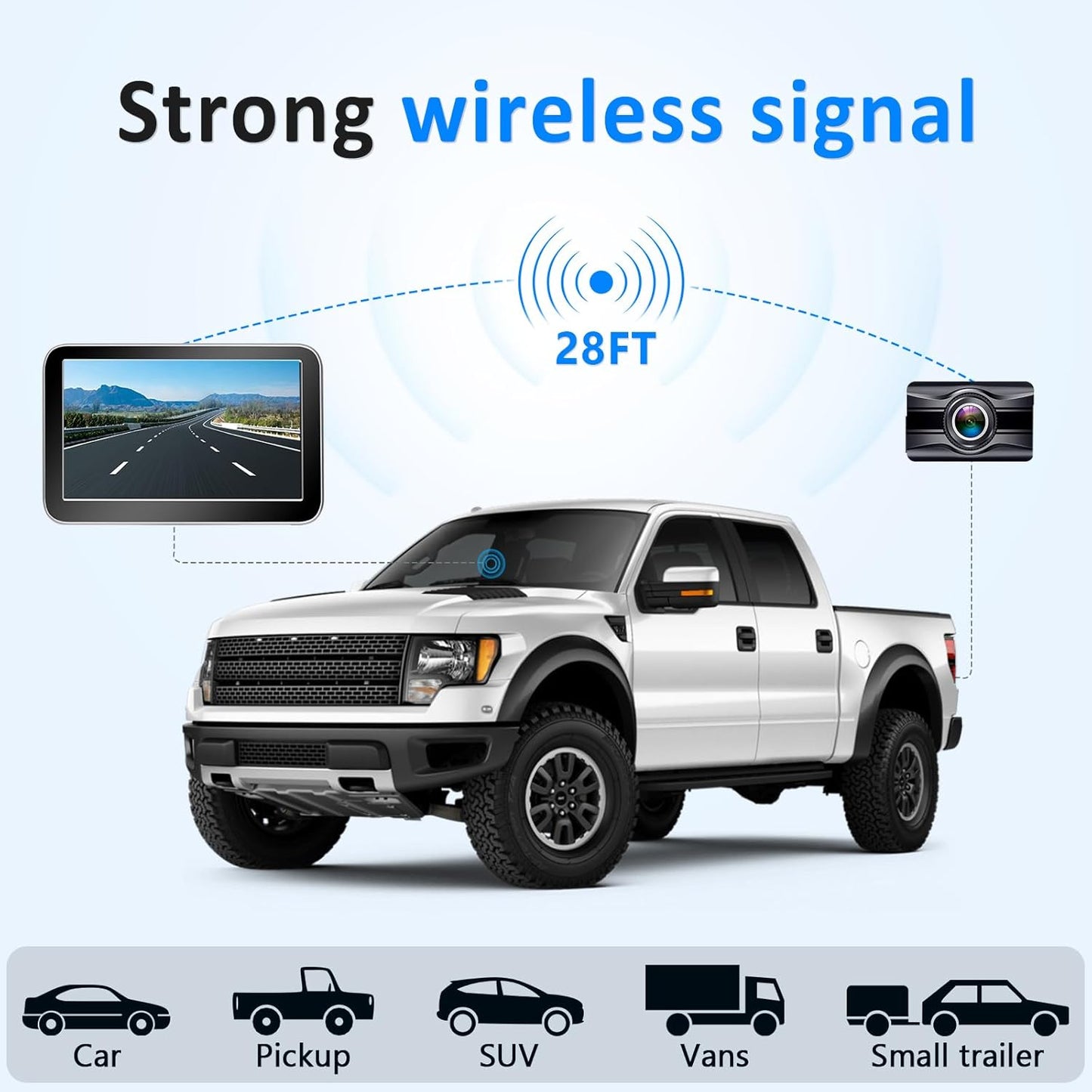 7-Inch Wireless Backup Camera for Truck ,Pickup, Trailer, Cars - OHMU