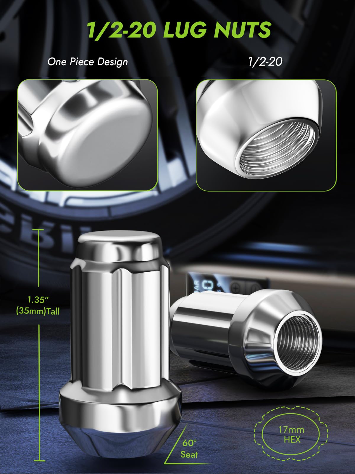 23PC Black Lug Nuts - Replacement for Jeep Wrangler JK, Liberty, Grand Cherokee