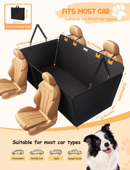Dog Car Seat Cover - Waterproof Hammock with Mesh Window