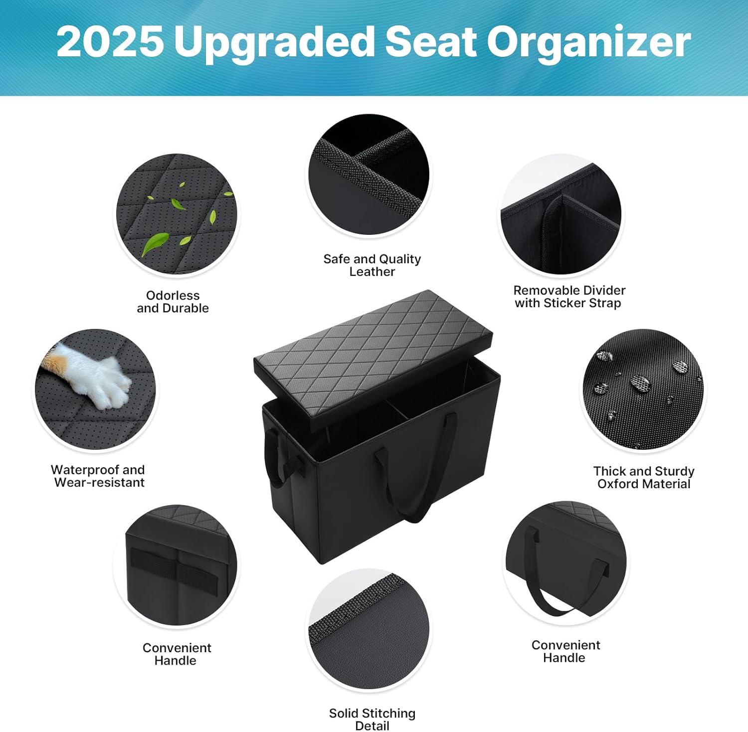 Mixsuper Liner Car Seat Organizer for 2015-2020 Chevrolet Suburban/GMC Yukon XL, Console Organizer Backseat Box for Chevy Suburban, Dog Toy Box Storage Bin Kids Toys Baby Supplies Travel Accessories