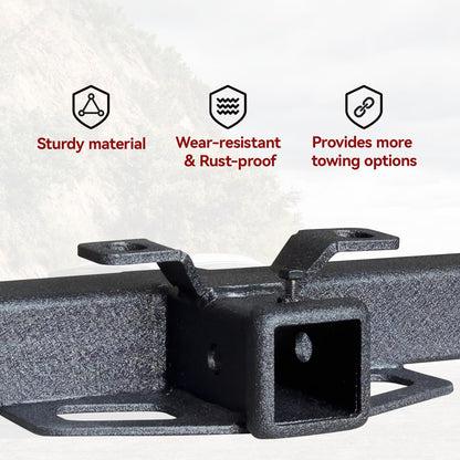Trailer Hitch Black Steel Compatible with 99 00 01 02 03 04 05 06 07 08 09 10 11 12 13 Chevrolet Silverado 1500 2500 3500 and GMC Sierra 1500 2500 3500 w/2” Hitch Receiver