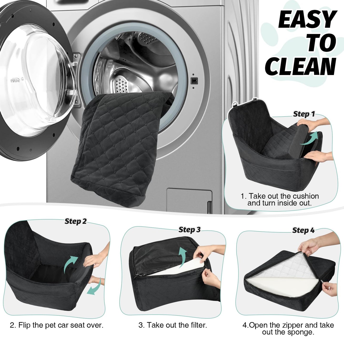 Dog Booster Car Seat for Medium Dogs Up to 40lbs Pets with 2 Clip-On Leashes