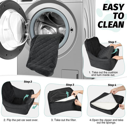 Dog Booster Car Seat for Medium Dogs Up to 40lbs Pets with 2 Clip-On Leashes