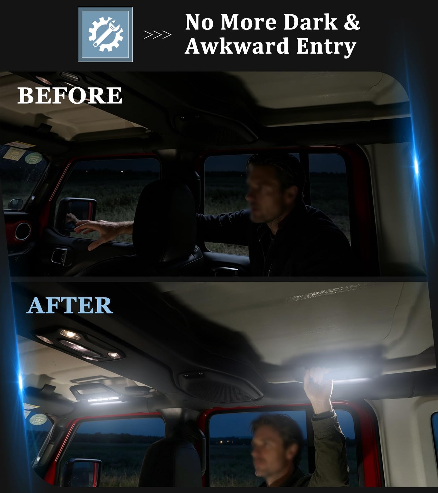 Wrangler JL JT Grab Handles with LED Lights, Aluminum, Bolt-In
