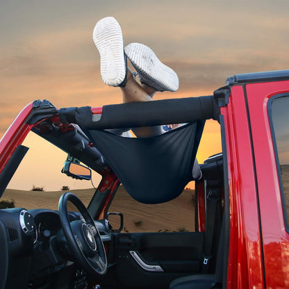 Jeep Roof Hammock Sun Shade - Mesh Cover for 1987-2024 Wrangler & Gladiator (Black)