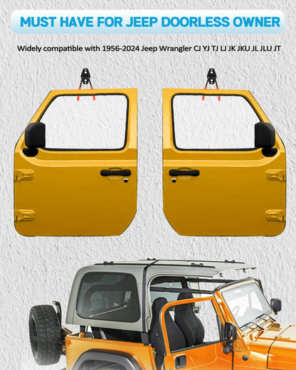 Heavy-Duty Door Storage Hangers (4-PCS) for 1956-2025 Jeep Wrangler & Gladiator - Wall Mount
