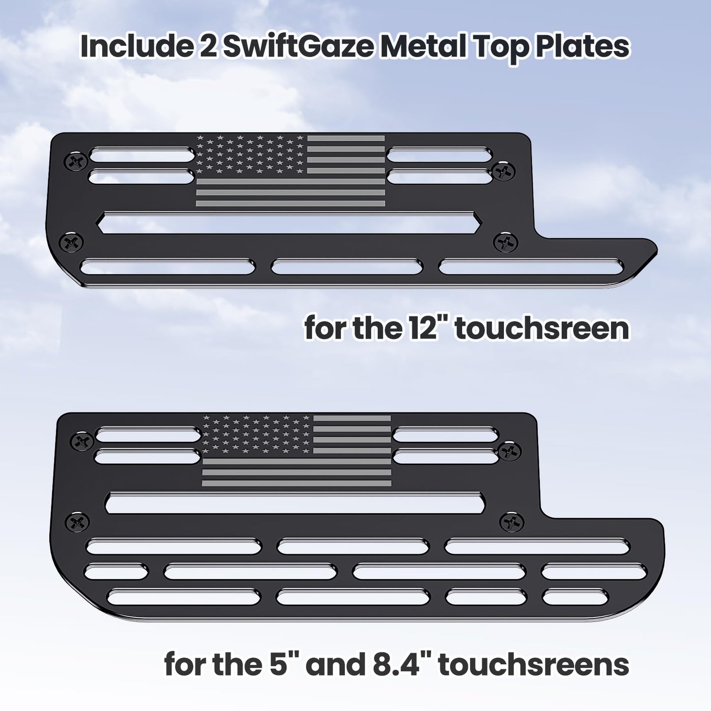 Steel Phone Mount for 2019+ Ram 1500/2500/3500/TRX - Dual Head Magnetic & Clamp, USA Flag Design, OEM Dash Screw Mount