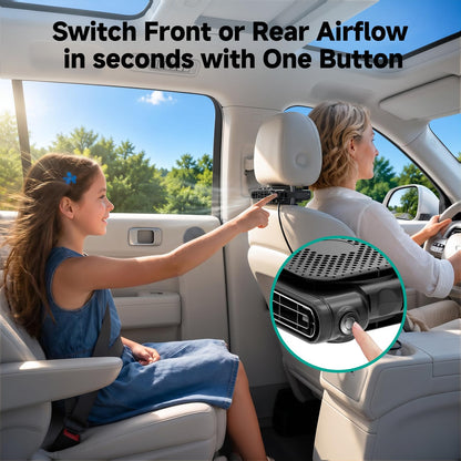 Car Seat Fan 2 Pack, 3 Speeds USB Powered, Headrest Mount with Airflow Switch