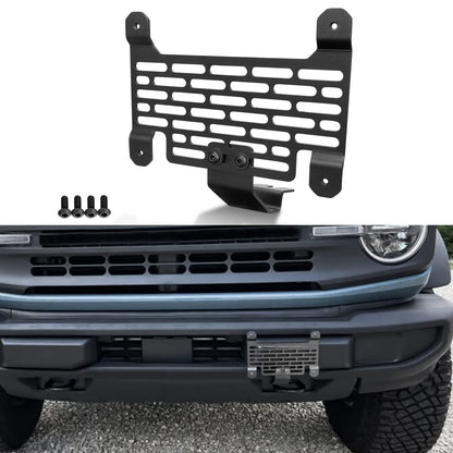 Bronco License Plate Holder 2021-2024, Front Plate Frame for Modular Steel Bumper Compatible with Bronco Accessories 2024-2021 6th Gen. Durable and Stylish License Plate Mount