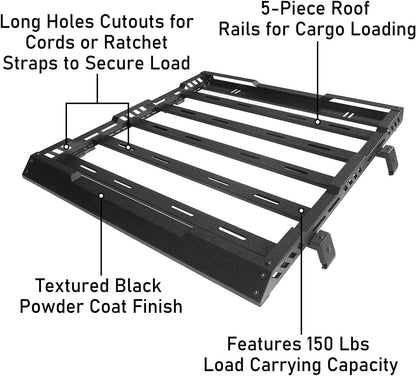 Roof Rack Cargo Basket Crossbar for 2018-2024 Jeep Wrangler JL & Gladiator JT