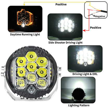 5" 50W Round LED Driving Light - 5000LM Spot/Flood Combo, IP67 Waterproof (1-Pack)