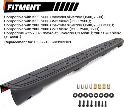 Textured Black Tailgate Spoiler Cap for 1999-2007 Chevy/GMC 1500/2500/3500 - Replaces 15932249/GM1909101