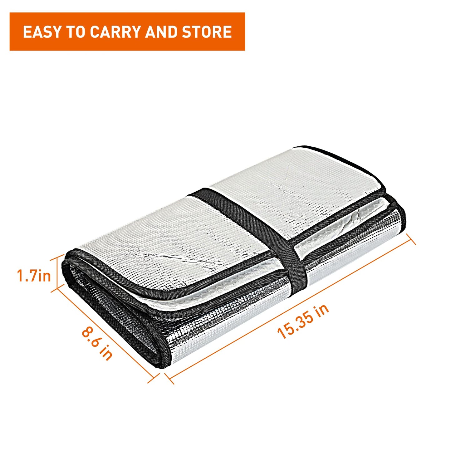 Triple-Layer Aluminum Windshield Sun Shade for 1997-2018 Jeep Wrangler TJ/JK (Silver)