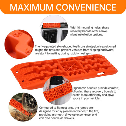 Off-Road Traction Boards with Jack Base - Heavy-Duty Recovery Tracks for 4x4/SUV/Truck (Large)