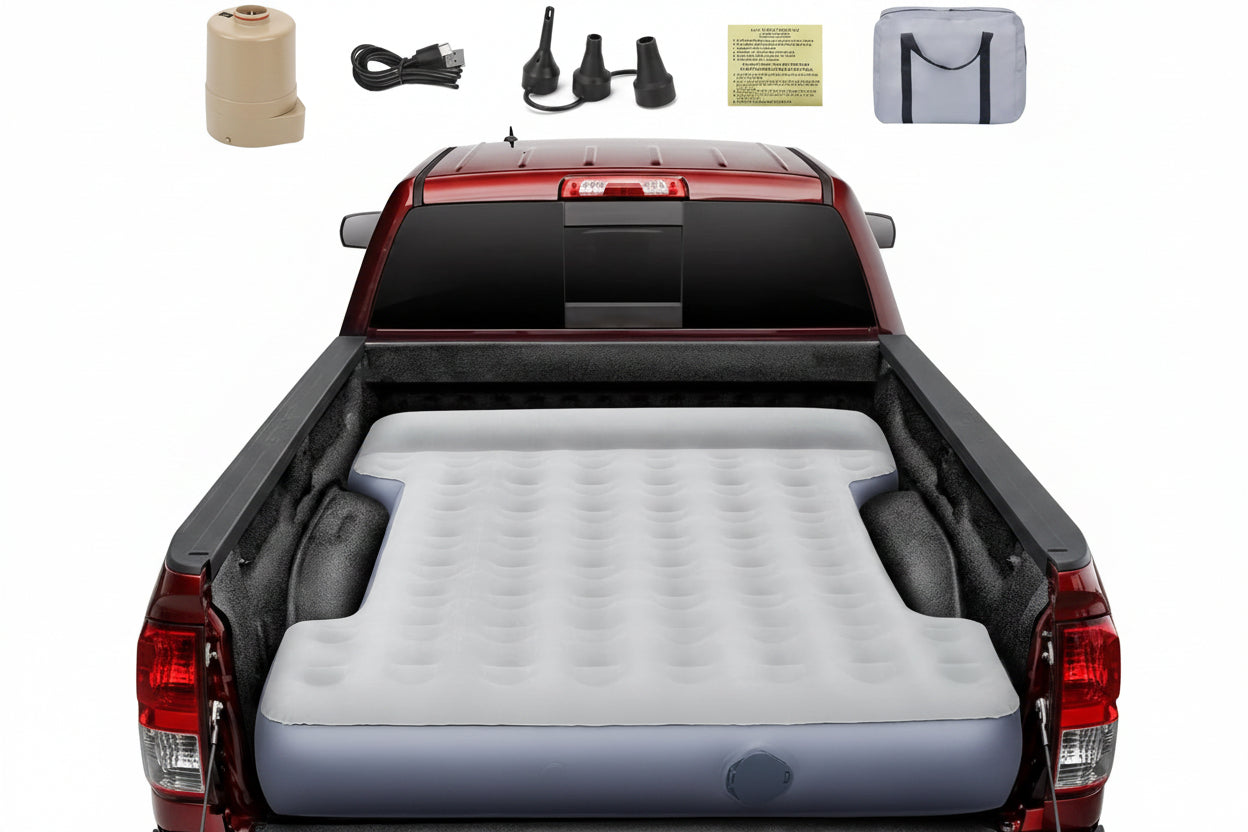 Inflatable Truck Bed Mattress for 6-6.5ft Short Beds - Full Size, w/Wireless Rechargeable Air Pump
