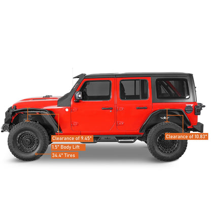 JL High Clearance Steel Fender Flares with Lights for Jeep Wrangler