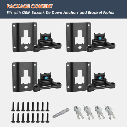 4Pcs Truck Bed Tie Down Anchors Boxlink Cleats & Plates Compatible with Ford F150 F250 F350 & Raptor 2015-2024 2025