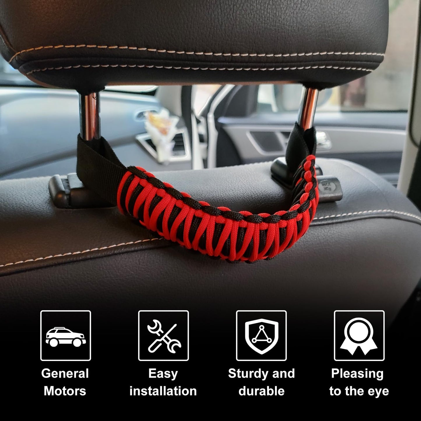 Automotive Headrest Grab Handles, Heavy-Duty Nylon, Universal SUV Truck